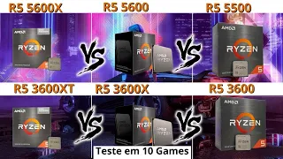 R5 5600X vs R5 5600 vs R5 5500 vs R5 3600XT vs R5 3600X vs R5 3600/teste em 10 Games