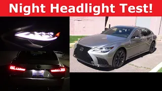 2023 Lexus LS 500 AWD Headlight Test and Night Drive