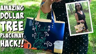 Make A Tote Bag Using just TWO DOLLAR TREE PLACEMATS! dollar tree hack 🌟GENIUS🌟