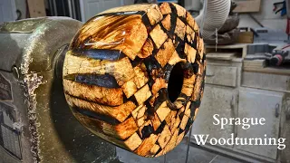 Woodturning - Boxelder Burl Scraps and Black Tinted Epoxy