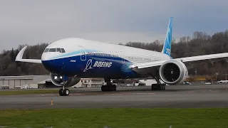 Boeing 777-9 (N779XW) Landing and Taxi at Boeing Field [KBFI] 1/29/2022
