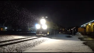 4K: Night Trains through Winter Snowstorm in Truckee, CA on Dec 14 & 15, 2019