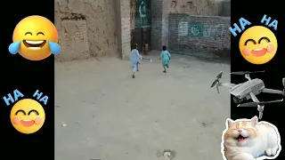 The Village Children run away in fear of Drone.🤣 Funny videos