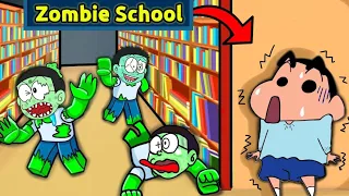 Shinchan Trapped In Zombie School 😱 || Funny Game Roblox 😂