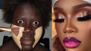 BOMB 💣🔥Hair ✂️💇‍♀️ And Makeup Transformation | Melanin Makeup Tutorial ✂️💉💉🔥🔥😱😱