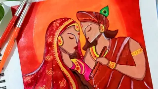 Radha Krishna Abstract Painting😱🤩 inspired by #shivangisah #art #youtubepartner #shorts #viral #ad