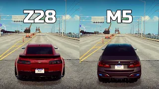 NFS Heat: Chevrolet Camaro Z28 vs BMW M5 - Drag Race