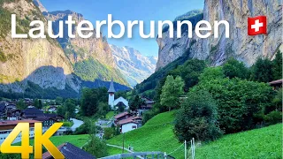 Walking tour in Lauterbrunnen, Switzerland 4K 60fps - Most beautiful valley in the world