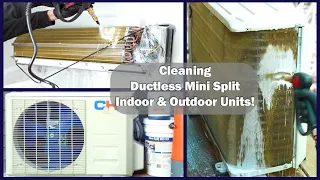 Ductless Mini Split Cleaning! Outdoor Coil, Indoor Coil, Fan Wheel, Blower Housing, Methods!