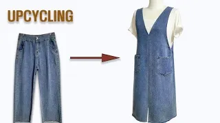 DIY Upcycling Jeans/청바지 리폼/원피스/Apron/청치마/Denim Dress/Reform Old Clothes/앞치마/옷만들기/skirt/Refashion