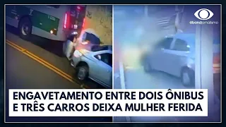 Acidente com 5 veículos deixa mulher ferida | Bora Brasil