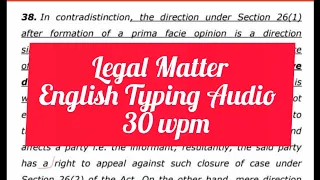 30 wpm 2 English Legal Matter Typing Audio for Karnataka High Court ll English typing dictation SSC