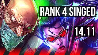 SINGED vs VAYNE (TOP) | Rank 4 Singed, 4/1/4, 700+ games | EUW Grandmaster | 14.11