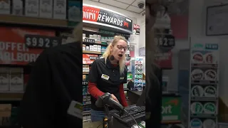 Girl working at the gas station high