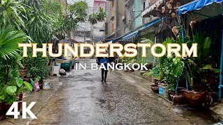 【4K & Real sound】Thunderstorms with heavy rain in the afternoon, Bangkok, Thailand