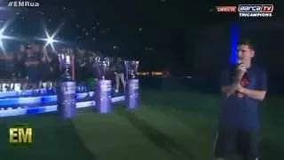 Messi treble celebration speech