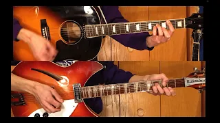 A Hard Day's Night - Guitar tutorial (HD) - Epiphone J160e - Rickenbacker 360/12