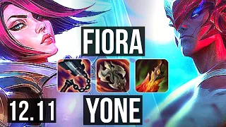 FIORA vs YONE (TOP) | 75% winrate, 6 solo kills, Dominating | NA Master | 12.11