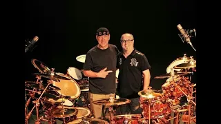 Setting up Neil Peart's drums with "Lorne Wheaton" Drum Tech.