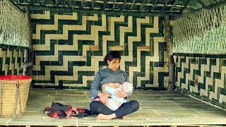 Heprocess of building a bamboo house and completing it - single mother