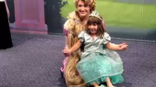 Belle, Ariel and Rapunzel with Sylvia at Disney World dancing princesses