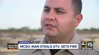 Man steals ATV and sets fire in the desert