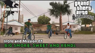 GTA San Andreas Gameplay - Intro and Mission 01 - Big Smoke, Sweet and Kendl