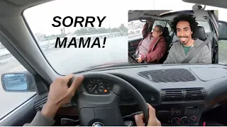 POV BMW E34 540/6 | RAIN DRIFT FREEWAY RAMP | SURPRISE DRIFT WITH MY MOM