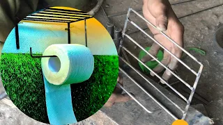 THIS IDEA IS AWESOME|||_ How to make Diy toilet tissue holder stand Diy|crafts|||metal decos