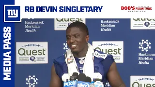 Devin Singletary on Team's Young RBs: "Guys are ready to work & willing to learn" | New York Giants