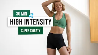 30 MIN KILLER HIIT Workout - All Standing - No Equipment - SUPER SWEATY - No Talking Home Workout