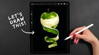 Draw With Me - Realistic Peeled Apple | My Procreate Digital Art Technique