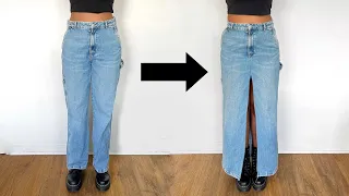 How to turn Jeans into a Maxi Skirt | Beginners Sewing Tutorial