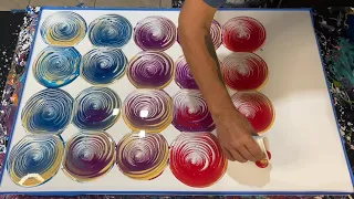 24 Ring Pours on ONE Canvas! Fluid Art / Acrylic Pouring Tutorial