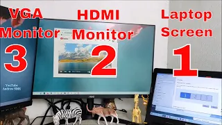 How To Setup Dual Monitor or Triple Monitor VGA and HDMI on a Laptop or Desktop PC