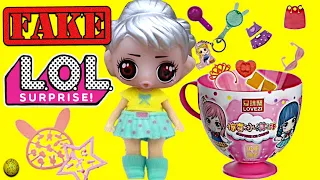 fake lol surprise dolls in tea cups. creepy fake lol surprise toys! fake lol vs real lol yayday tv
