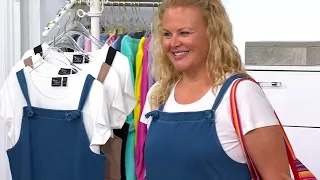 Women with Control Prime Stretch 2 Denim Overalls with Tee on QVC