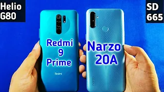 Realme Narzo 20A  vs Redmi 9 Prime Speed Test & Camera Comparison |🔥