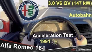 1991 | Alfa Romeo 164 3.0 V6 QV 147 kW - Acceleration Test 100 mph