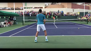 Novak Djokovic & Ernesto Escobedo | IW Practice 3.11.17 (Court Level 60fps)