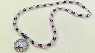 Quick and easy rose quartz necklace with the April 2024 Bargain Bead Box.