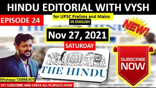 BEST Hindu Editorial in English | Hindu EDITORIAL in English | 27th November 2021 | By Vysh | HINDU