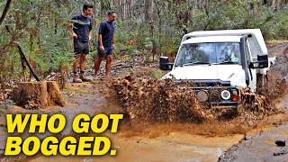 PATROL vs V8 79 Series and TWO Hilux's | Who Got Stuck? | 4x4 in Tallarook