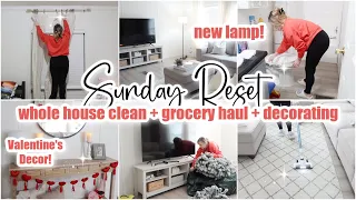 🤍 SUNDAY RESET  Whole House Clean With Me + Valentine Decor + Grocery Haul  Cleaning Motivation