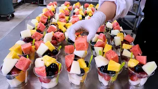 Amazing Fruits cutting skills (Watermelon, melon, pineapple), 1000 fruit cups, Korean Street Food