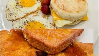 English Muffins Breakfast And French Toast Bread Butter Syrup - Coffee Relaxing