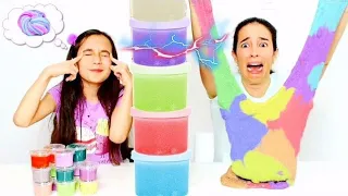 MISTURANDO SLIME POR TELEPATIA ENTRE MÃE E FILHA ★ Desafio Twin Telepathy  Slime Challenge