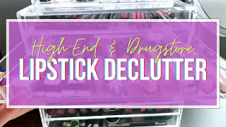 LIPSTICK DECLUTTER WITH SWATCHES | DRUGSTORE & HIGHEND LIPGLOSS & LIPSTICKS