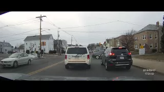 Dashcam footage of driving around stopped traffic in Peabody MA