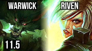 WARWICK vs RIVEN (TOP) | 7 solo kills, 2.0M mastery, 1300+ games, Dominating | BR Master | v11.5